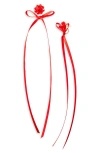 Simone Rocha Ribbon Bow Drop Earrings In Red