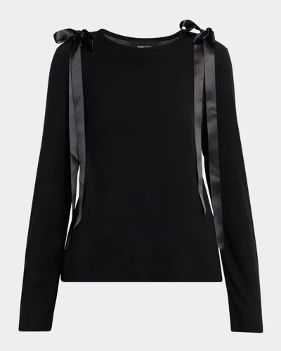 Simone Rocha Ribbon Bow Long-sleeve T-shirt In Black