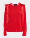Simone Rocha Bow-embellished Satin-trimmed Lyocell-jersey Top In Red
