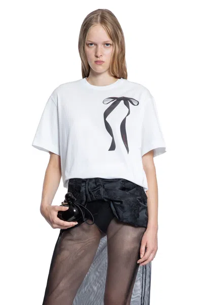 Simone Rocha Ribbon Bow Tail T-shirt In White