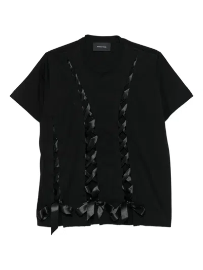 Simone Rocha Ribbon Bow-detail T-shirt In Black
