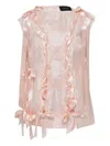 Simone Rocha Ribbon Brocade Unraveling Top In Pink