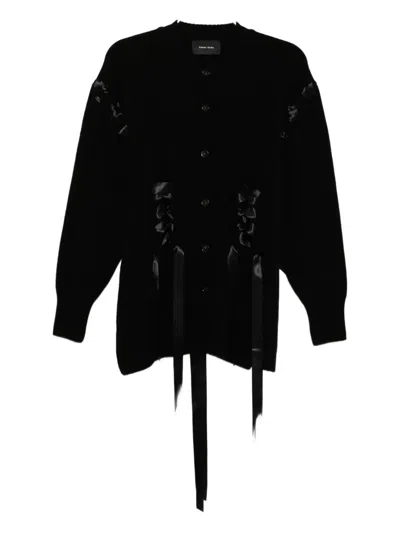 Simone Rocha Ribbon Corset Cardigan In Black