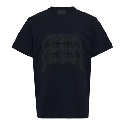 Simone Rocha Ribbon Daisy Chain Print T-shirt In Black