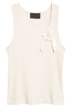 Simone Rocha Ribbon Daisy Ribbed Tank In Neutral