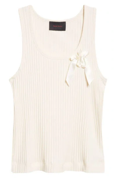 Simone Rocha Ribbon Daisy Ribbed Tank In Neutral