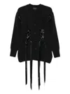 Simone Rocha Womens Charcoal Sculpted Ribbon Stretch-wool Blend Cardigan Xs In Black