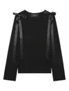 Simone Rocha Ribbon-detail Long-sleeve T-shirt In Black