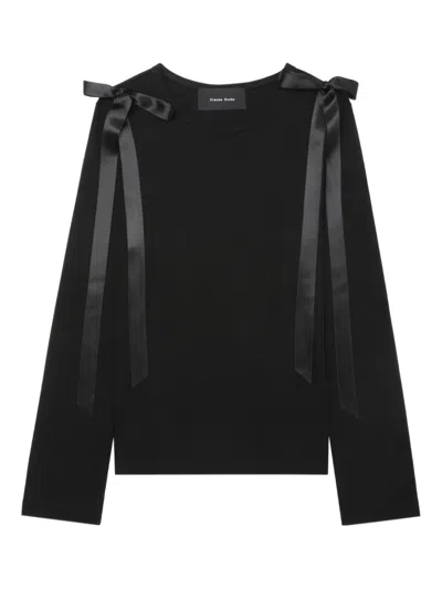 SIMONE ROCHA RIBBON-DETAIL LONG-SLEEVE T-SHIRT