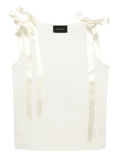 Simone Rocha Ribbon-detail Sleeveless Top In White