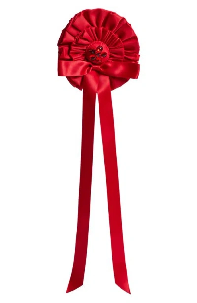 Simone Rocha Ribbon Rosette Bag Charm In Red/red