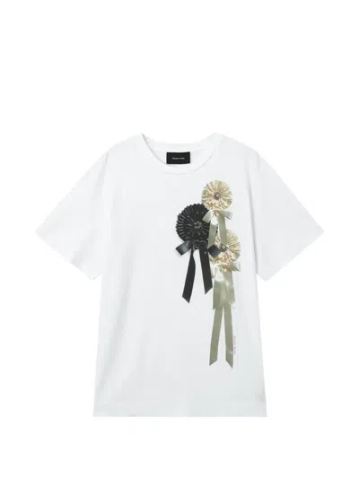 Simone Rocha Ribbon Rosette Bow-embellished T-shirt In White