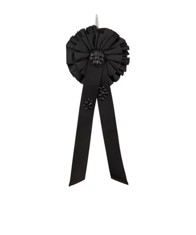 Simone Rocha Ribbon Rosette Embellished Nylon Coin Purse In Black