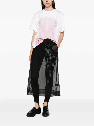 Simone Rocha Ribbon Rosette Ripple Skirt In Black