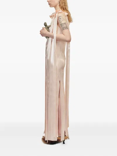 Simone Rocha Ribbon Tie Maxi Dress In Neutral