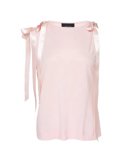 Simone Rocha Ribbon-detail Sleeveless Tank Top In Pink
