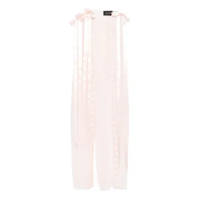 Simone Rocha Ribbon-trimmed Sleeveless Midi Dress In Pink