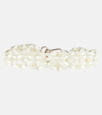Simone Rocha Rope Faux Pearl Choker In White