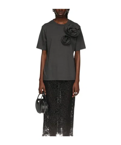 Simone Rocha Rose-appliqu� Cotton T-shirt In Gray