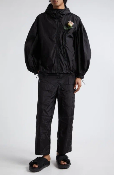 Simone Rocha Rose Detail Jacket In Black/ Black