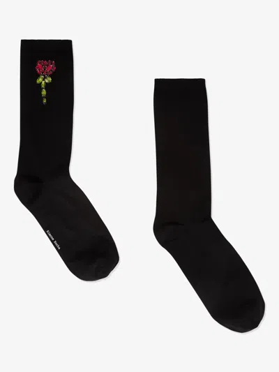 Simone Rocha Rose-embroidered Socks In Black