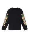 Simone Rocha Rose-print Long-sleeve T-shirt In Black