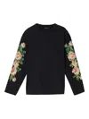 Simone Rocha Rose-print Long-sleeve T-shirt In Black