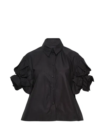 Simone Rocha Rose-detail Cropped Shirt In Black