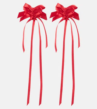 Simone Rocha Rosette Bow Drop Earrings In Red
