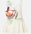 Simone Rocha Pressed Rosette Bubble Peplum Top In Neutral