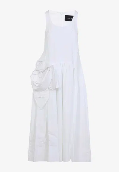 Simone Rocha Rosette Tapered Midi Dress In White