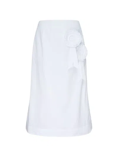 Simone Rocha Rosette-embellished A-line Midi Skirt In White
