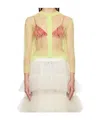 Simone Rocha Green Cropped Long Sleeve Cardigan In Nude