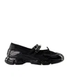 Simone Rocha Crystal Buckle Tracker Leather-trimmed Shoes In Black