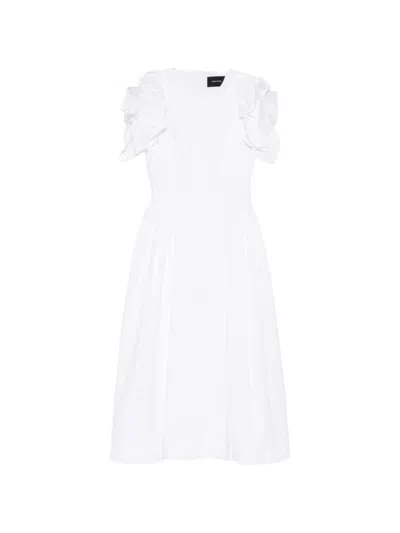 Simone Rocha Round-neck Ruffled Midi Dress In White