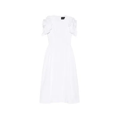 Simone Rocha Round-neck Ruffled Midi Dress In White