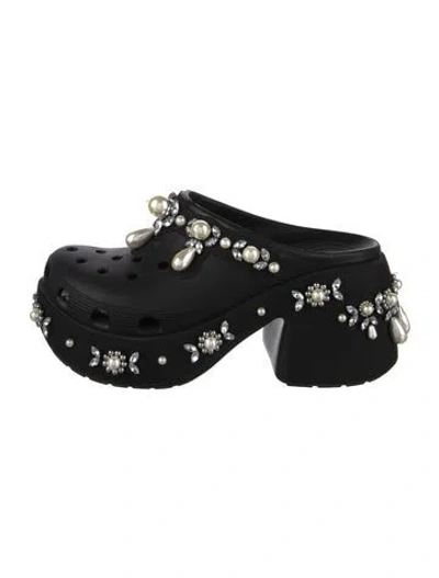 Pre-owned Simone Rocha Rubber Colorblock Pattern Mules In Black