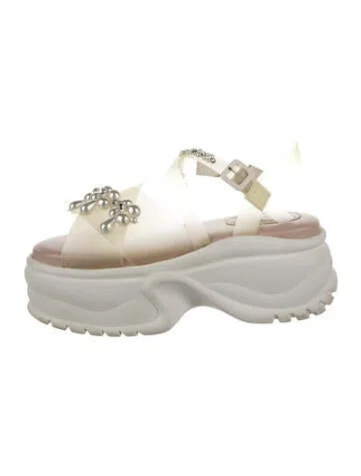 Pre-owned Simone Rocha Rubber Patterned Slingback Sandals In White