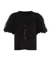 Simone Rocha Cropped Ruched Bow T-shirt In Black