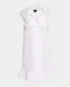 Simone Rocha Ruffle Bust Cap-sleeve Cotton Shirtdress In White