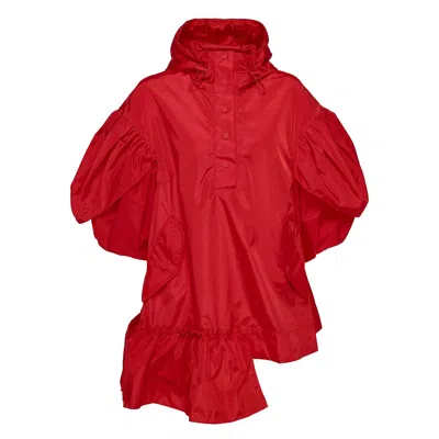 Simone Rocha Ruffle Detail Petal Sleeve Blouson In Red
