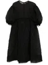 Simone Rocha Cotton Nylon Ruffle Frill Detail Dress In Black