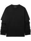 Simone Rocha Black Layered Ruffle Frill Long Sleeve T-shirt In Schwarz