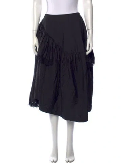 Pre-owned Simone Rocha Ruffle Embellishment Midi Length Skirt In Black