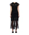 Simone Rocha Black Ruffle Frill Multi-seam Maxi Dress In Blue