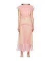 Simone Rocha Ruffled Sheer Tulle Midi Dress In Pink
