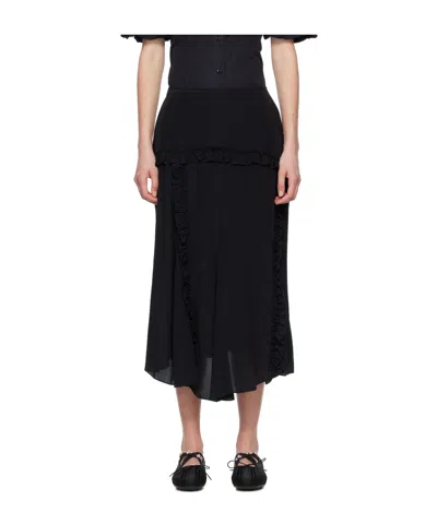 Simone Rocha Ruffle Frill Multi-seam Skirt In Black
