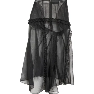 Simone Rocha Ruffled Tulle Midi Skirt In Black