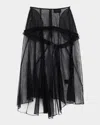 Simone Rocha Sheer Ruffle-trim Midi Skirt In Black