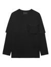 Simone Rocha Layered Ruffle Pocket Long Sleeve T-shirt In Black